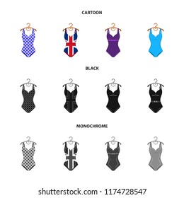 Different kinds of swimsuits. Swimsuits set collection icons in cartoon,black,monochrome style vector symbol stock illustration web.