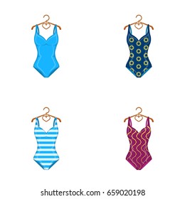 Different kinds of swimsuits. Swimsuits set collection icons in cartoon style vector symbol stock illustration web.