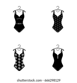 Different kinds of swimsuits. Swimsuits set collection icons in black style vector symbol stock illustration web.
