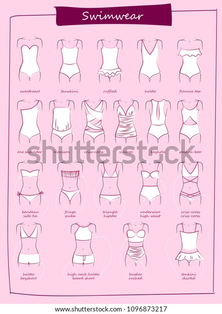 Different Kinds Swimsuits Swimsuits Set Collection Stock Vector ...