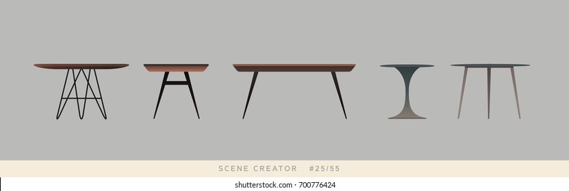 Different kinds of tables. Isolated vector objects. Scene creator set.