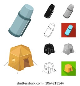 Different kinds of tents cartoon,black,flat,monochrome,outline icons in set collection for design. Temporary shelter and housing vector symbol stock web illustration.