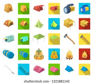 Different kinds of tents cartoon,flat icons in set collection for design. Temporary shelter and housing vector symbol stock web illustration.