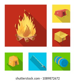 Different kinds of tents flat icons in set collection for design. Temporary shelter and housing vector symbol stock web illustration.