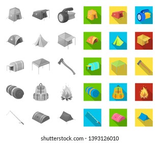 Different kinds of tents mono,flat icons in set collection for design. Temporary shelter and housing vector symbol stock web illustration.