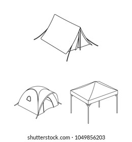 Different kinds of tents outline icons in set collection for design. Temporary shelter and housing vector symbol stock web illustration.