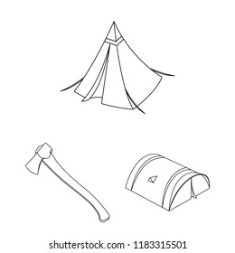 Different kinds of tents outline icons in set collection for design. Temporary shelter and housing vector symbol stock web illustration.