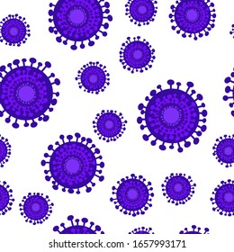 Different Kinds of Viruses. Bacteria Biology Organisms Seamless Pattern. Coronavirus in China 2019-nCoV. Medical Genetics Bacteriological Microorganism. Flat Vector Illustration