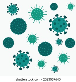 Different Kinds of Viruses. Bacteria Biology Organisms Seamless Pattern. Virus Infection Ebola Epidemic Sick. Medical Genetics Bacteriological Microorganism. Flat Vector Illustration