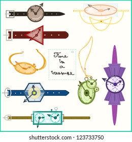different kinds of watches, mostly for women