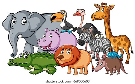 Cartoon Wild Animals Stock Vector (Royalty Free) 423295720