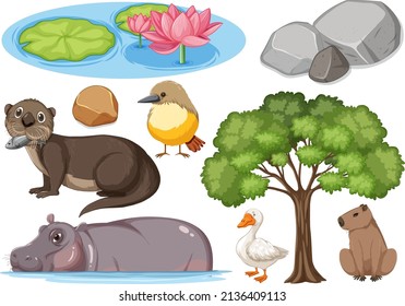 Different kinds of wild animals collection illustration