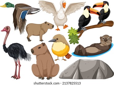 Different kinds of wild animals collection illustration