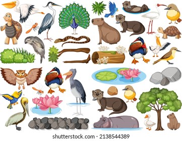 Different kinds of wild animals collection illustration