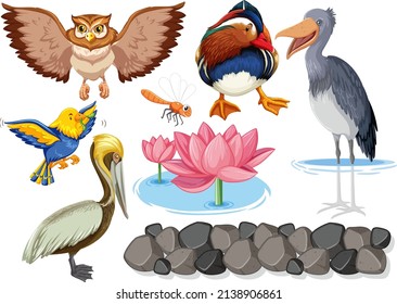 Different kinds of wild animals collection illustration