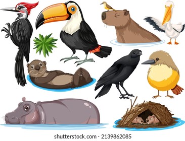 Different kinds of wild animals collection illustration