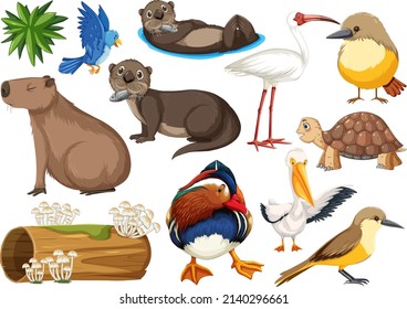 Different kinds of wild animals collection illustration