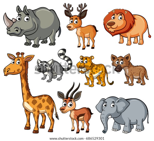さまざまな種類の野生動物のイラスト のベクター画像素材 ロイヤリティフリー さまざまな種類の野生動物のイラスト のベクター画像素材 ロイヤリティフリー