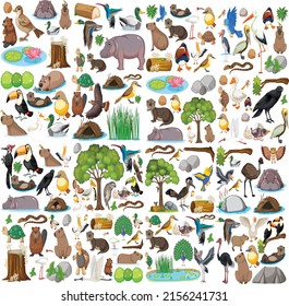 different kinds wild animals-collection vector illustration design