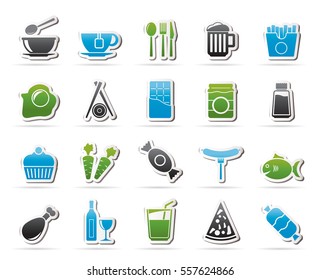Different king of food and drinks icons 1 - vector icon set