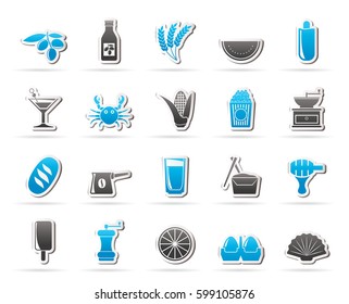 Different king of food and drinks icons 3 - vector icon set