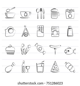 Different king of food and drinks icons 1 - vector icon set