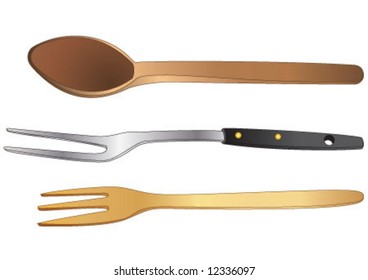 Different kitchen enamelware on white background