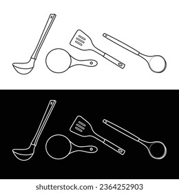Different kitchenware. linear icon. Line with editable stroke