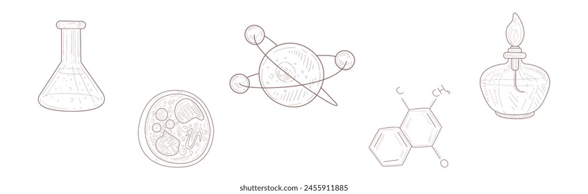 Different Lab and Chemistry Hand Drawn Element Vector Set