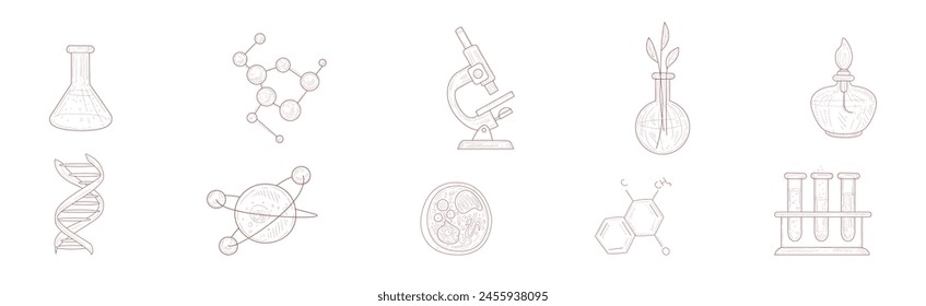 Different Lab and Chemistry Hand Drawn Element Vector Set