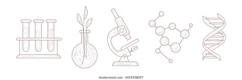 Different Lab and Chemistry Hand Drawn Element Vector Set
