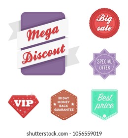 Different label cartoon icons in set collection for design. Index and brand vector symbol stock web illustration.