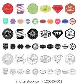Different label cartoon icons in set collection for design. Index and brand vector symbol stock web illustration.