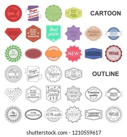 Different label cartoon icons in set collection for design. Index and brand vector symbol stock web illustration.