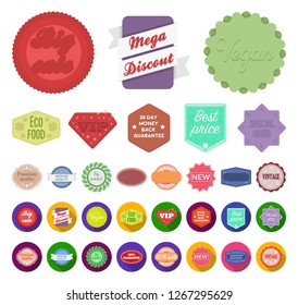 Different label cartoon,flat icons in set collection for design. Index and brand vector symbol stock web illustration.