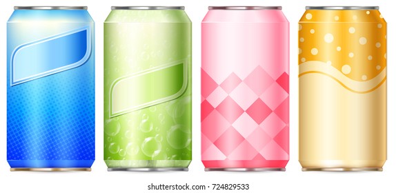 Diseños de etiquetas diferentes en latas de aluminio