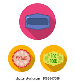 Different label flat icons in set collection for design. Index and brand vector symbol stock web illustration.