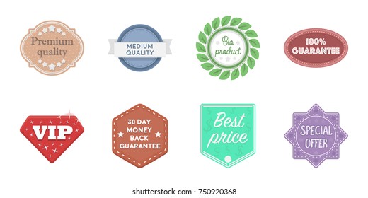 Different label icons in set collection for design. Index and brand vector symbol stock  illustration.
