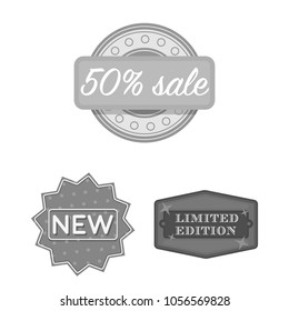 Different label monochrome icons in set collection for design. Index and brand vector symbol stock web illustration.