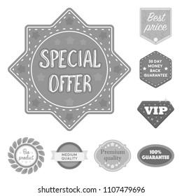Different label monochrome icons in set collection for design. Index and brand vector symbol stock web illustration.
