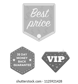 Different label monochrome icons in set collection for design. Index and brand vector symbol stock web illustration.