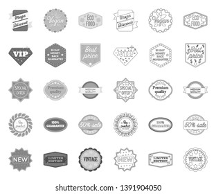 Different label mono,outline icons in set collection for design. Index and brand vector symbol stock web illustration.