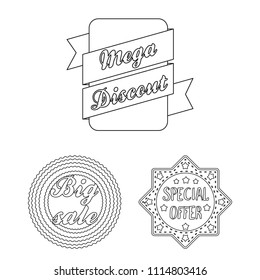 Different label outline icons in set collection for design. Index and brand vector symbol stock web illustration.