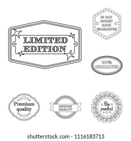Different label outline icons in set collection for design. Index and brand vector symbol stock web illustration.