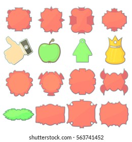 Different labels icons set. Cartoon illustration of 16 different labels vector icons for web