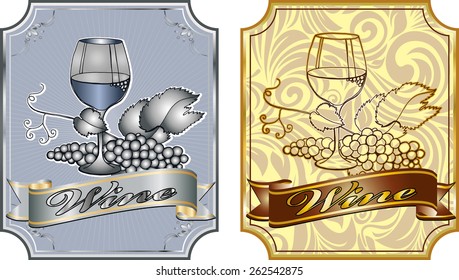 different labels on the bottle of wine