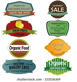 different labels on white background