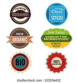 different labels on white background