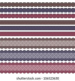 different lace strips on white background