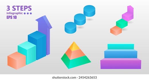 
Verschiedene Leitern von positivem Wachstum und Gewinn. 3 D. Vektorillustration.